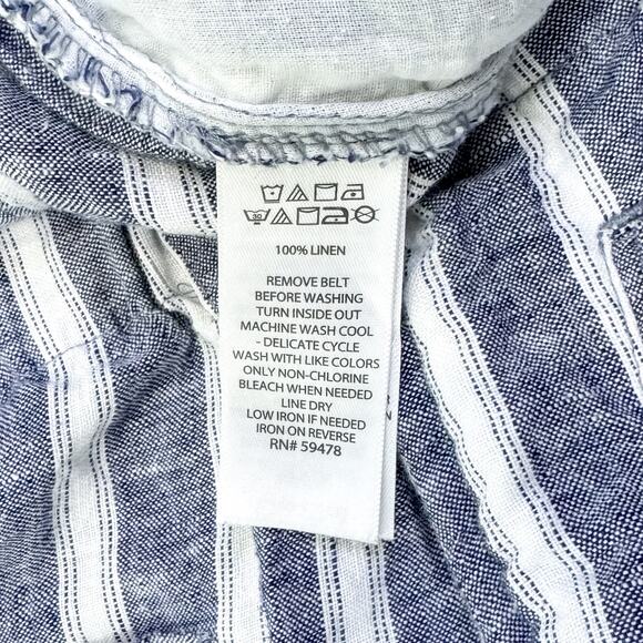 Christian Siriano Linen Wide Leg Blue/White Striped Pants - Picture 8 of 8